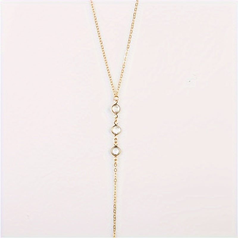 Fashionable And Minimalist European And American Style, Water Drop Back Chain, Trendy Long Necklace with Tassels for Women