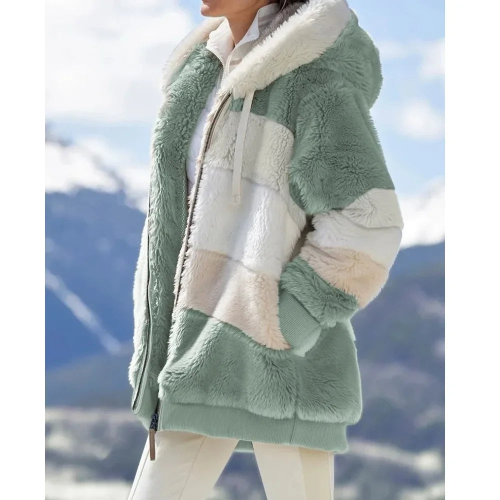 Franzi - Casual Long Sleeve Hooded Jacket with Zipper