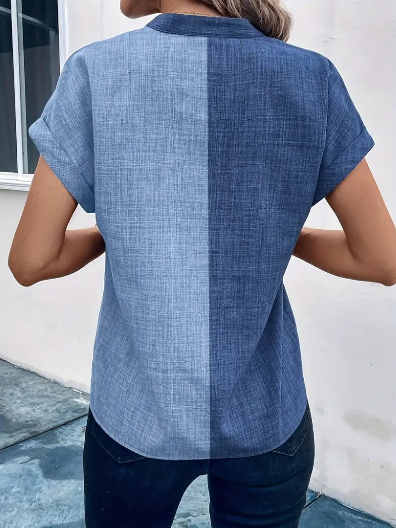 Friede™ - Stylish Denim Hue Top with V-Neck