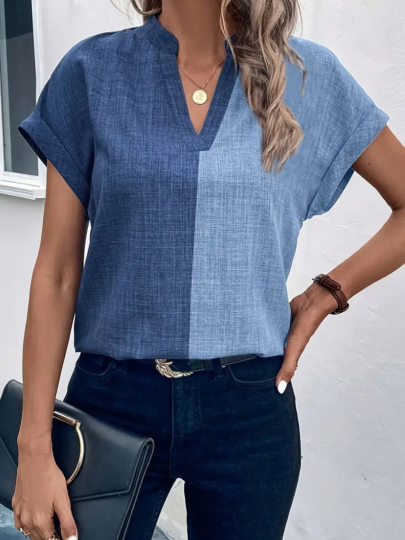 Friede™ - Stylish Denim Hue Top with V-Neck