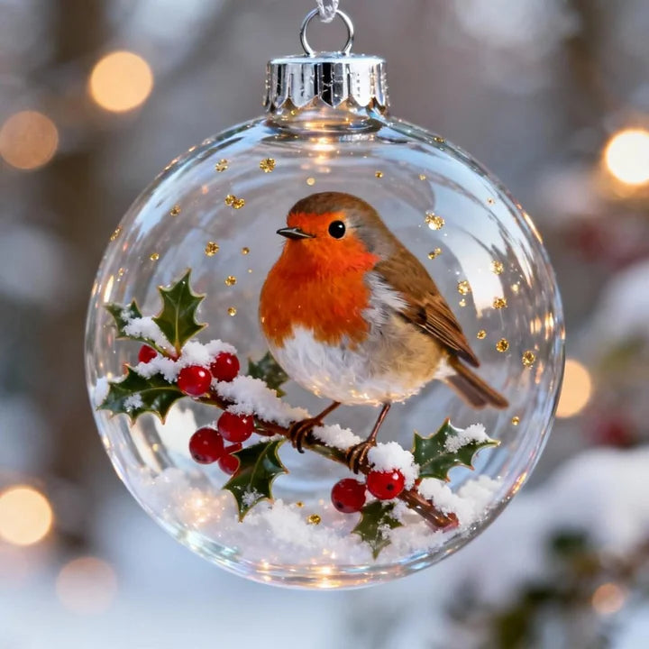 FrostFlight – Collection of Glass Christmas Ornaments with Cute Birds