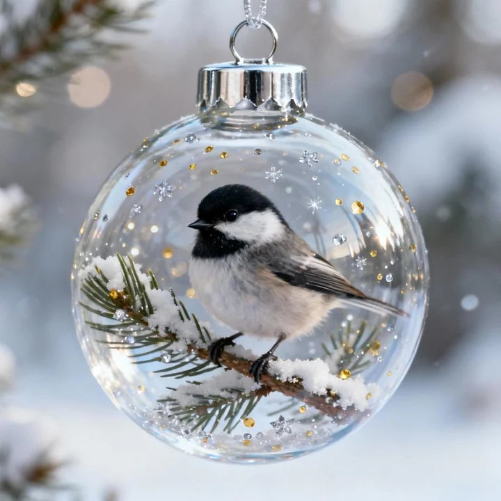 FrostFlight – Collection of Glass Christmas Ornaments with Cute Birds