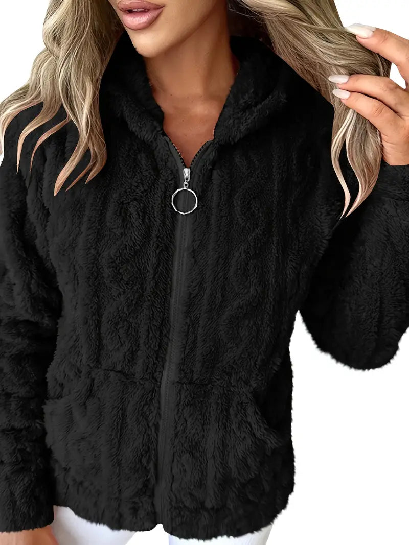 Ganka - Long Sleeve Hooded Pullover with Zipper