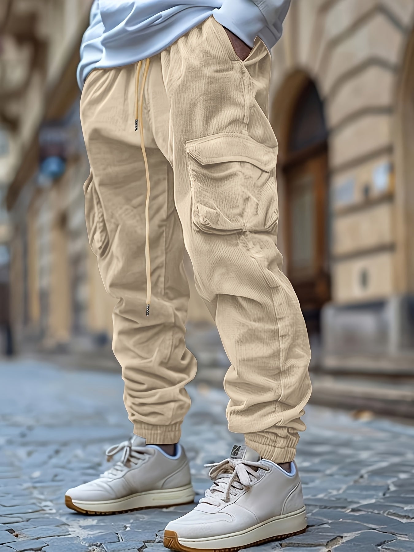 Genevieve - Cord Jogging Pants with Drawstring Waist