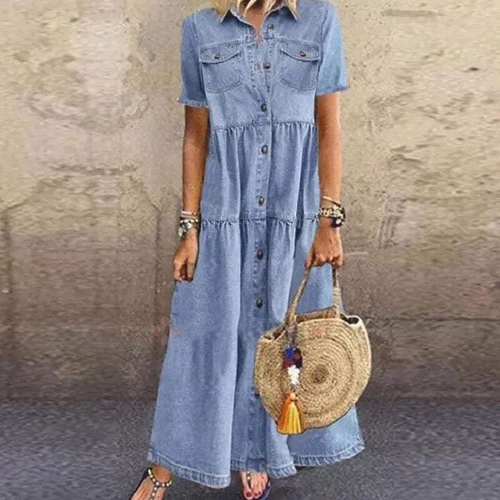 Gudelia – Casual Short Sleeve Dress with Pocket