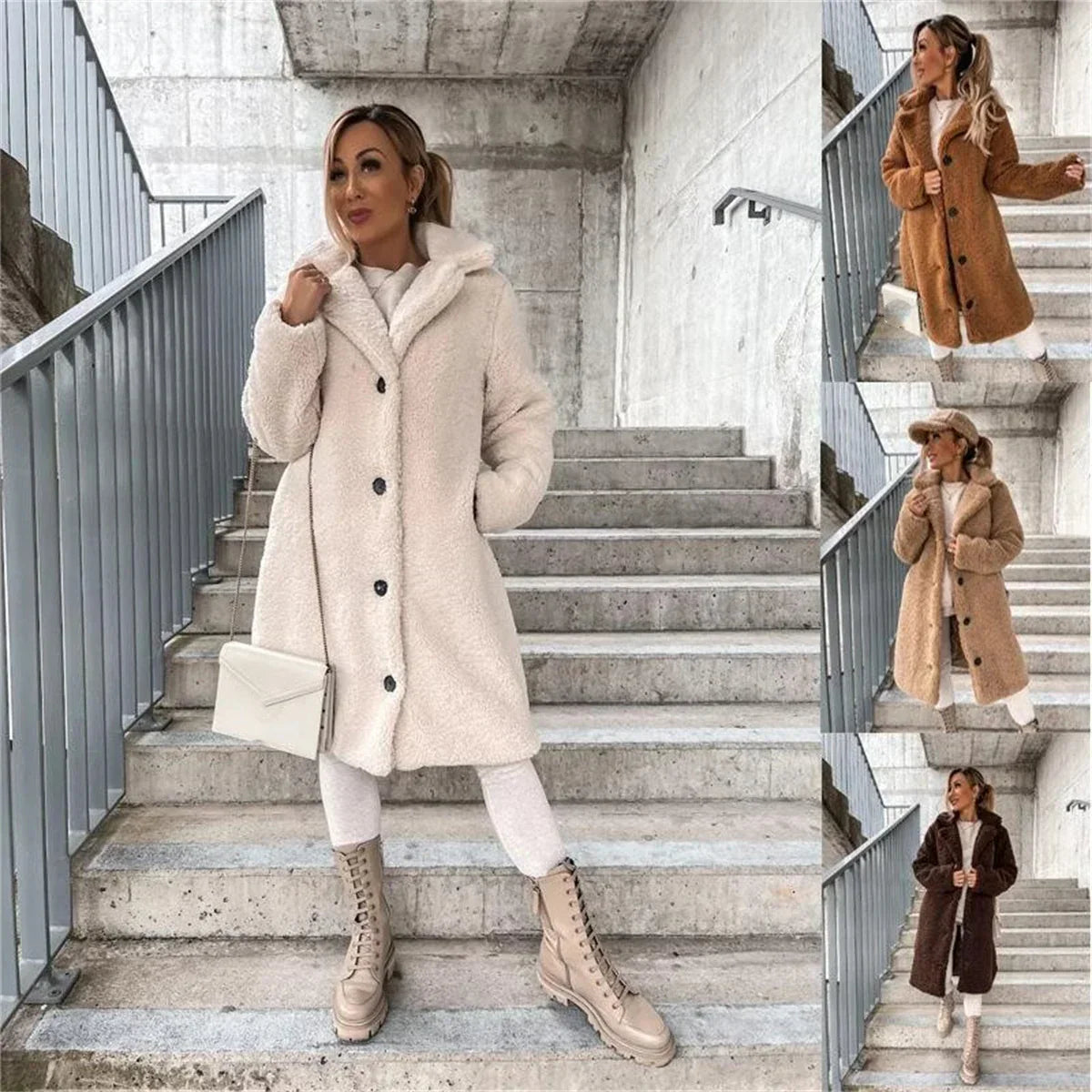 Gwenna - Teddy Plush Coat with Buttons