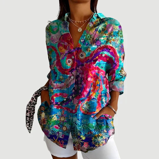 Hajnalka - Blouse with Colorful Design