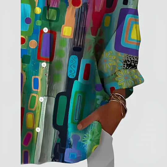 Hajnalka - Blouse with Colorful Design