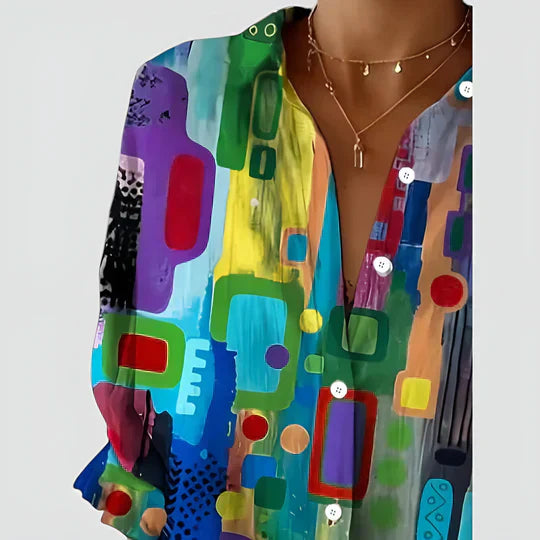 Hajnalka - Blouse with Colorful Design