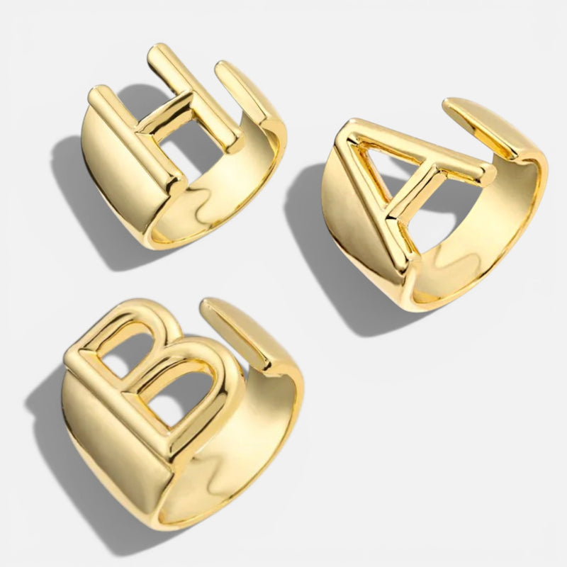 Elarique Initial Statement Adjustable Ring