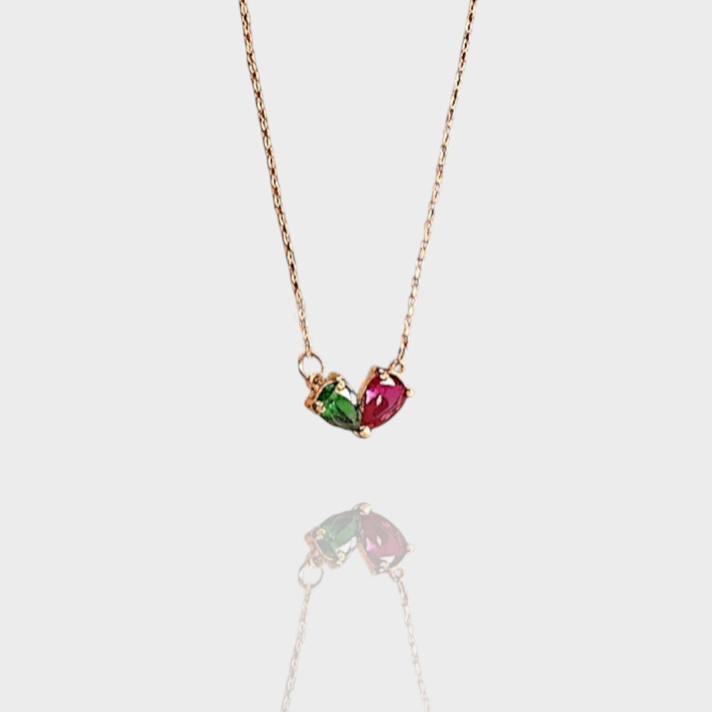 Heart Birthstone Duo Necklace