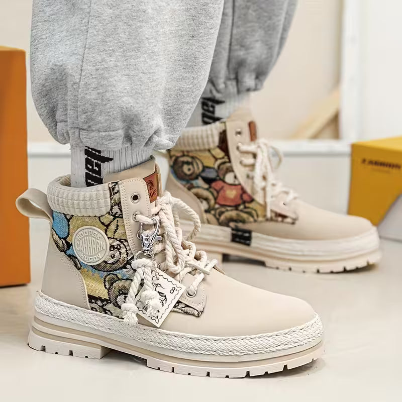 Hilarie - Non-Slip Sneakers with Teddy Prints