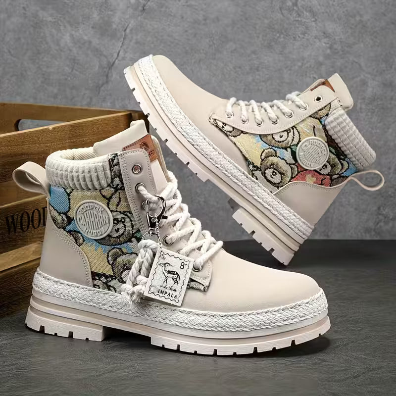 Hilarie - Non-Slip Sneakers with Teddy Prints