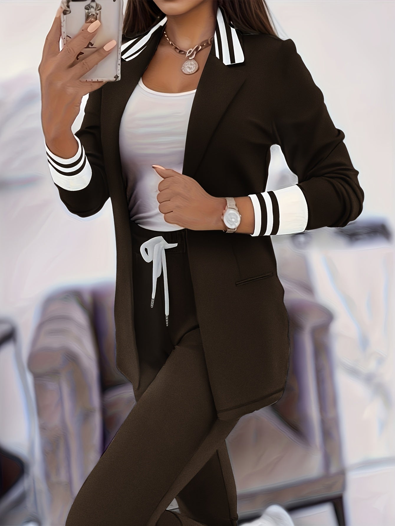 Ingelore - Stylish Striped Two-Piece Set