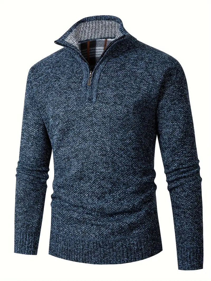 Ingram – Casual Sweater with High Collar and Quarter Zip