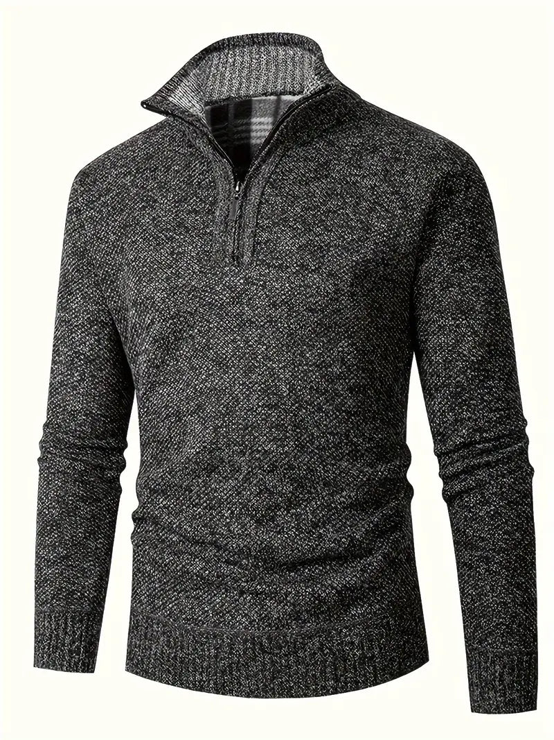 Ingram – Casual Sweater with High Collar and Quarter Zip