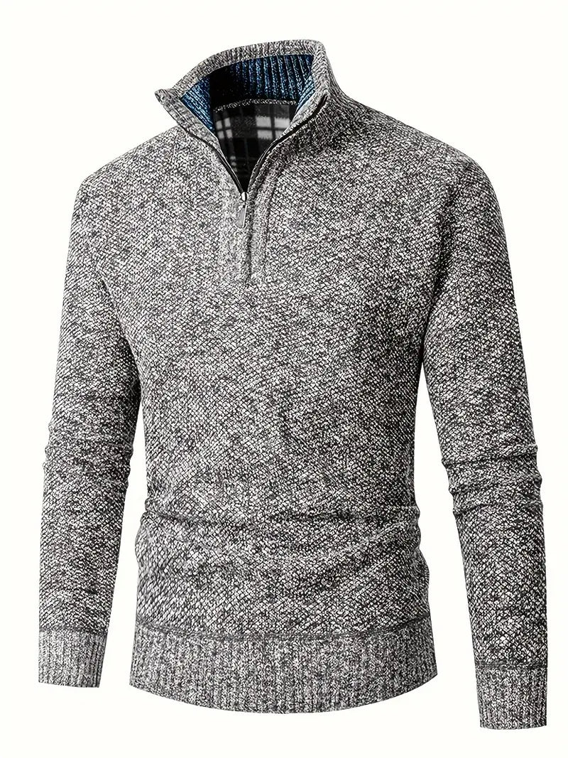 Ingram – Casual Sweater with High Collar and Quarter Zip