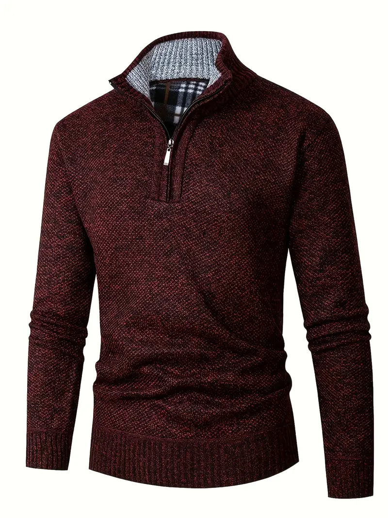 Ingram – Casual Sweater with High Collar and Quarter Zip