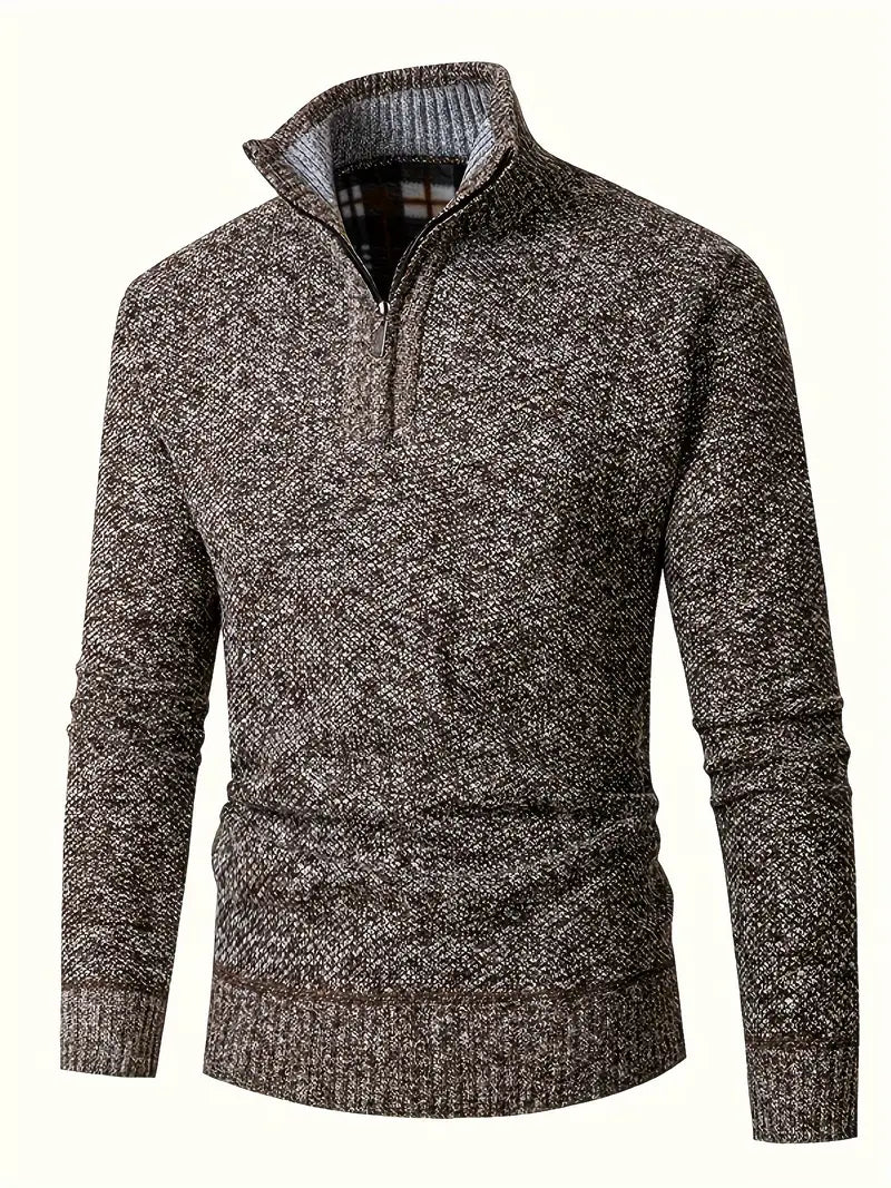 Ingram – Casual Sweater with High Collar and Quarter Zip