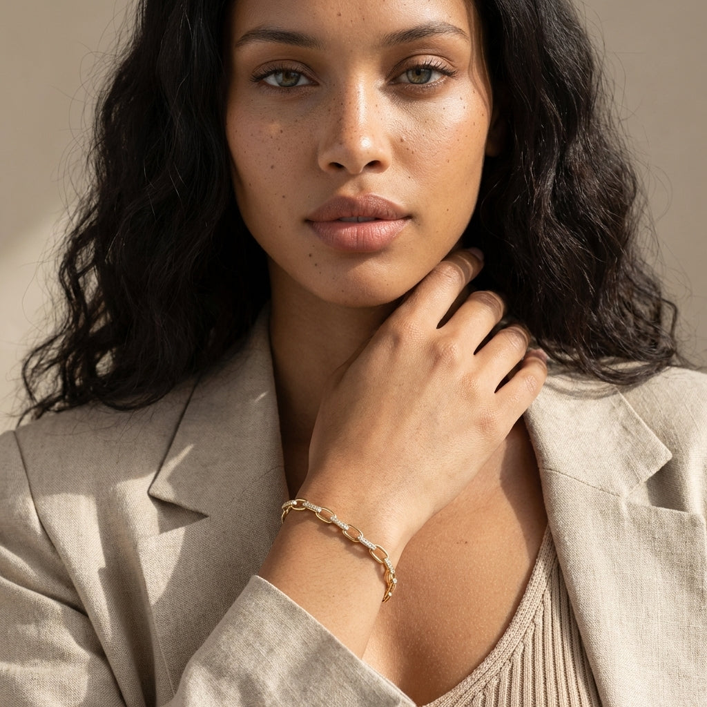 Interlume Diamond Paperclip Bracelet