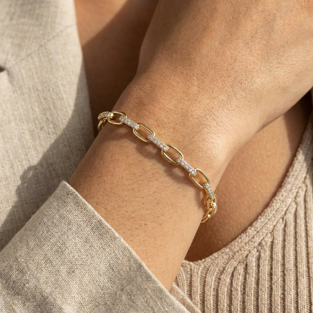 Interlume Diamond Paperclip Bracelet