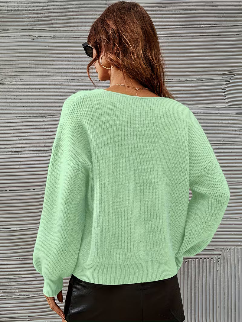 Irmelin – Pullover with V-Neck and Dropped Shoulders