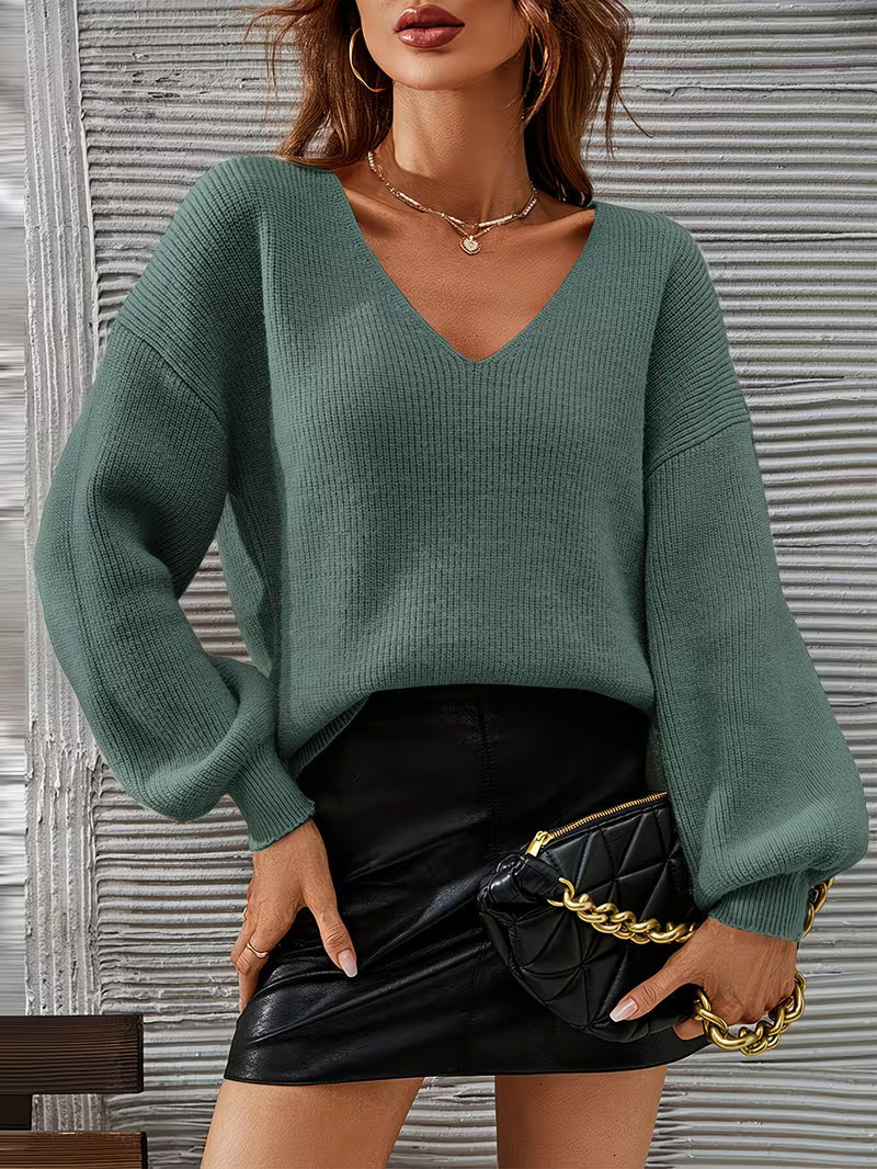 Irmelin – Pullover with V-Neck and Dropped Shoulders