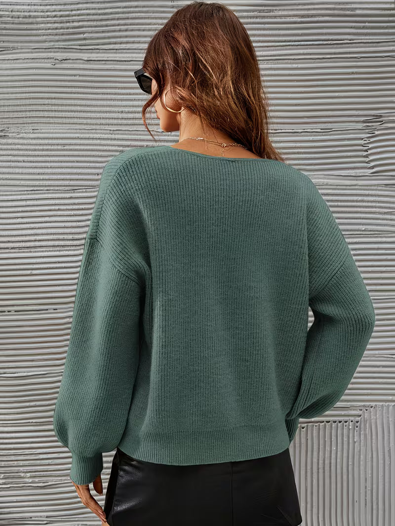 Irmelin – Pullover with V-Neck and Dropped Shoulders