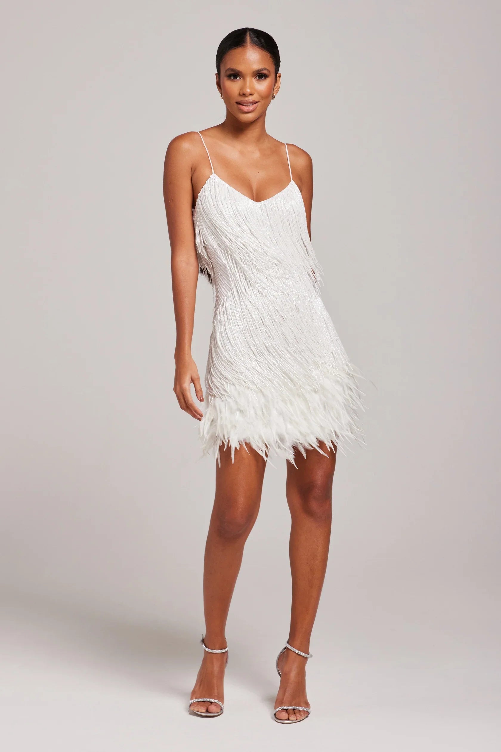 Jemima – Stylish Mini Dress with Feathers