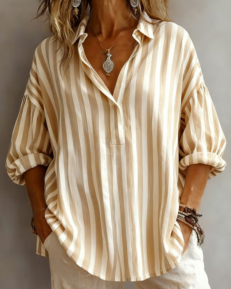 Jessy – Loose-Fitting Striped Blouse with Collar