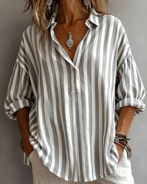 Jessy – Loose-Fitting Striped Blouse with Collar
