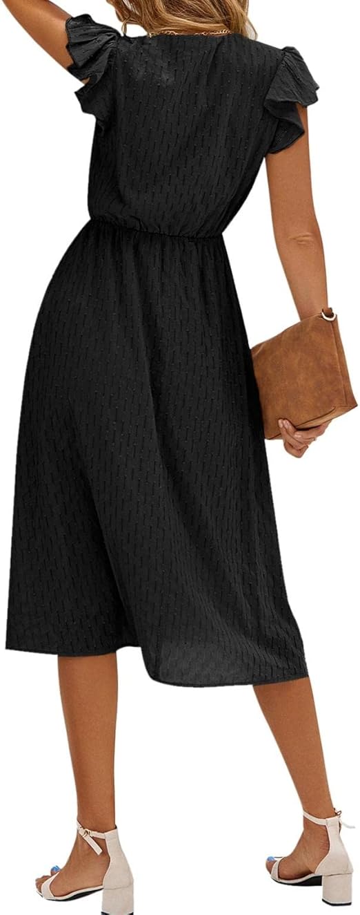 Julieta – Midi Dress with Ruffled Sleeves