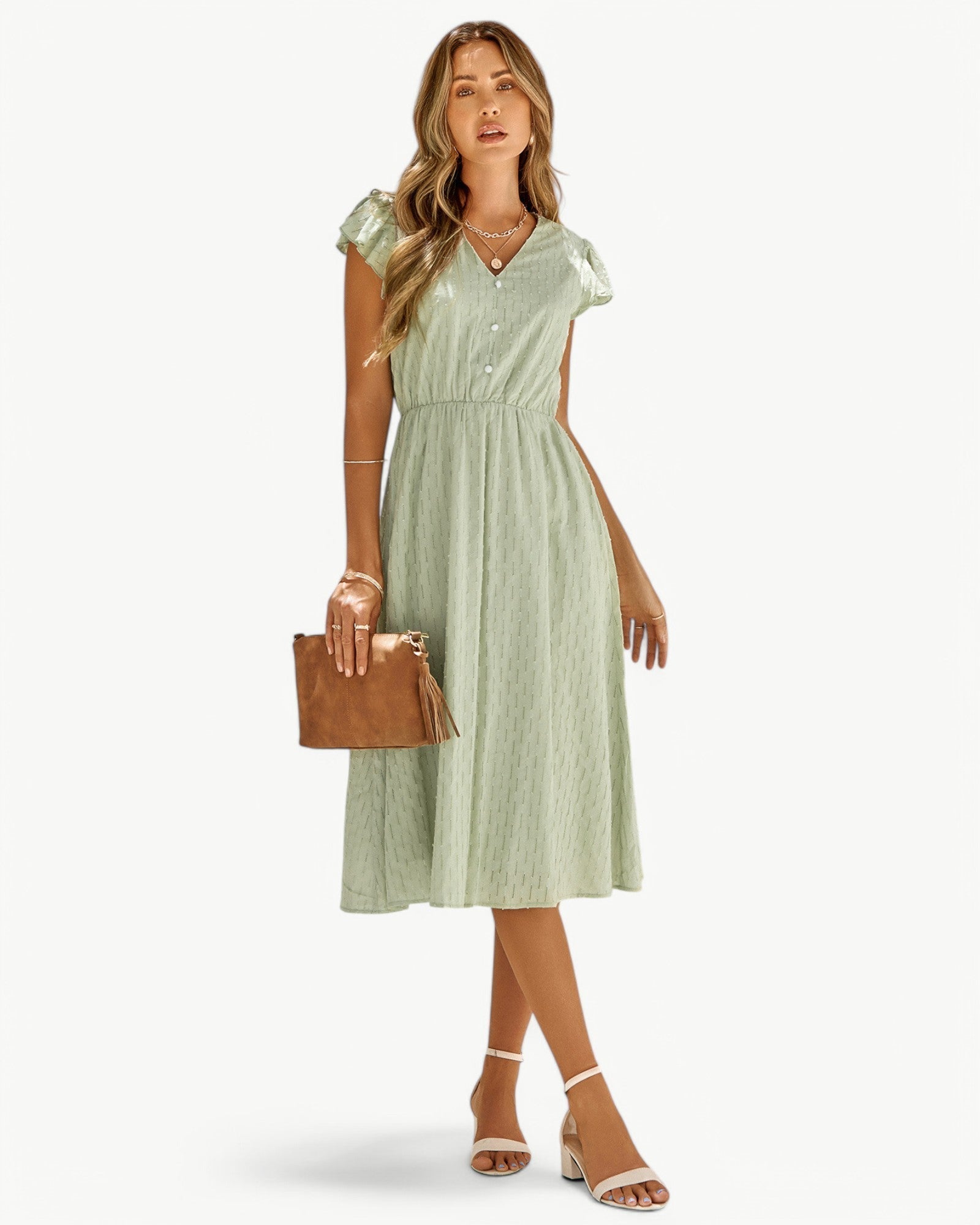 Julieta – Midi Dress with Ruffled Sleeves