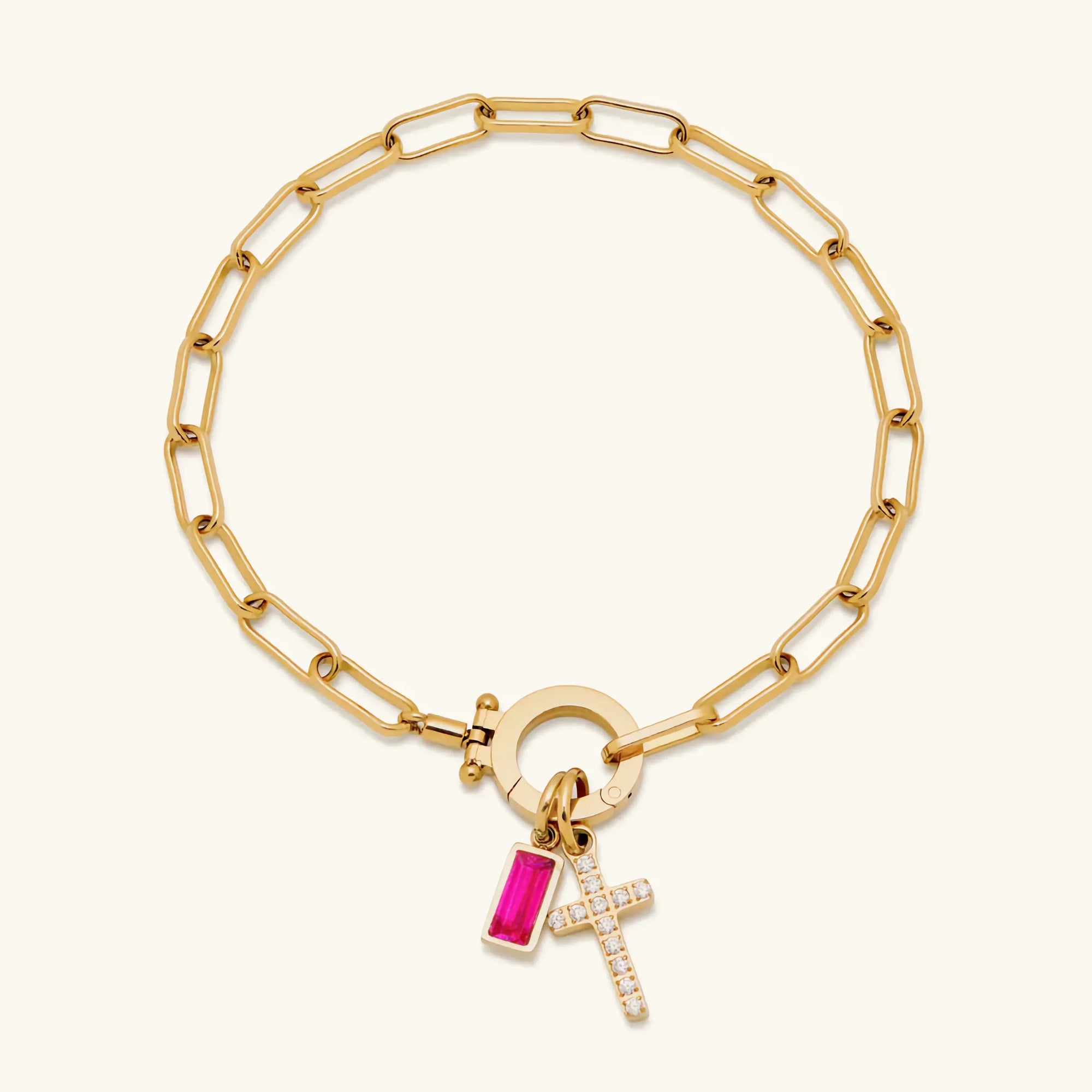 Annabella Birthstone Cross Bracelet