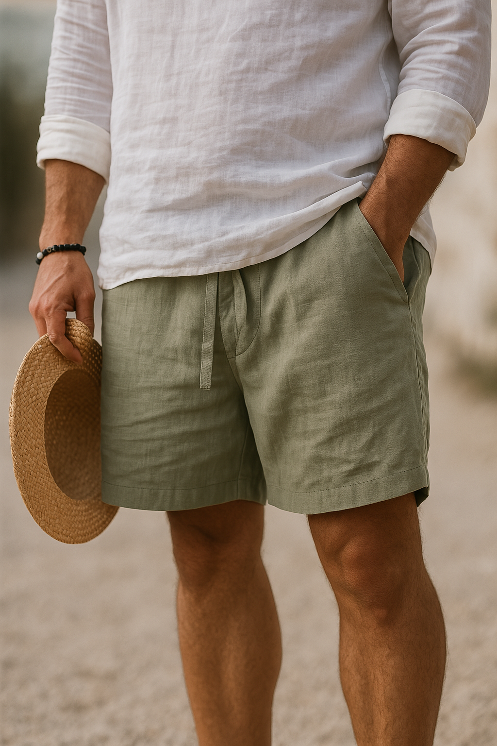 Kaleb – Elegant Linen Shorts with Elastic