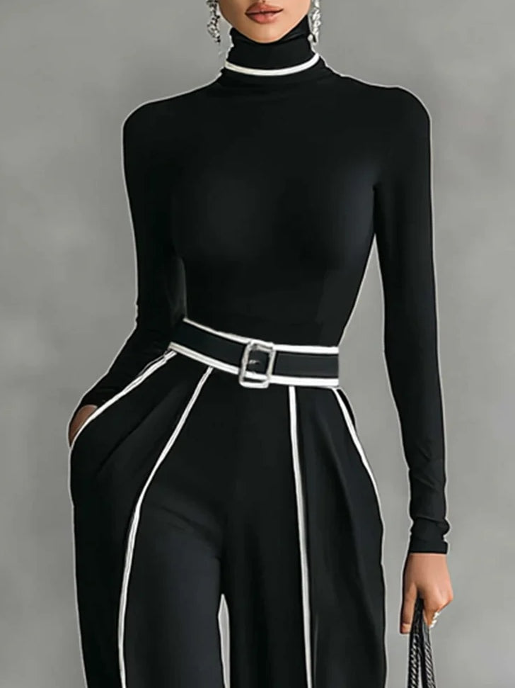 Karyssa – Turtleneck Sweater and Wide-Leg Pants with Belt