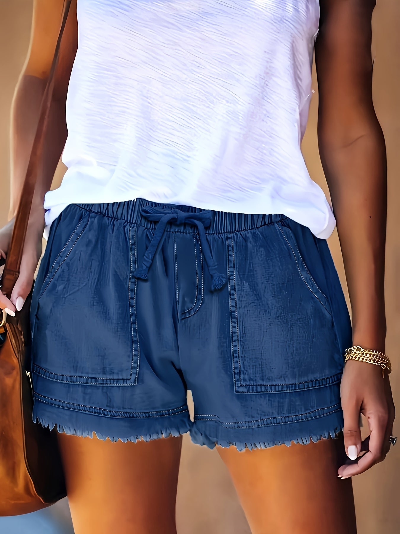Katarina – Denim Shorts with Elastic Waistband and Pockets