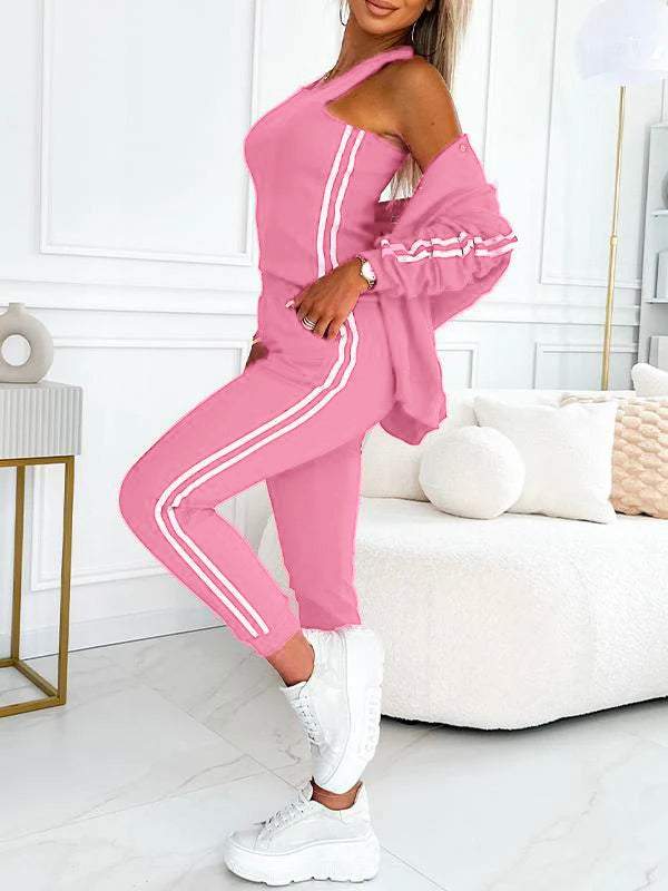 Kendra - Round Neck Jacket and Pants 3-Piece Set