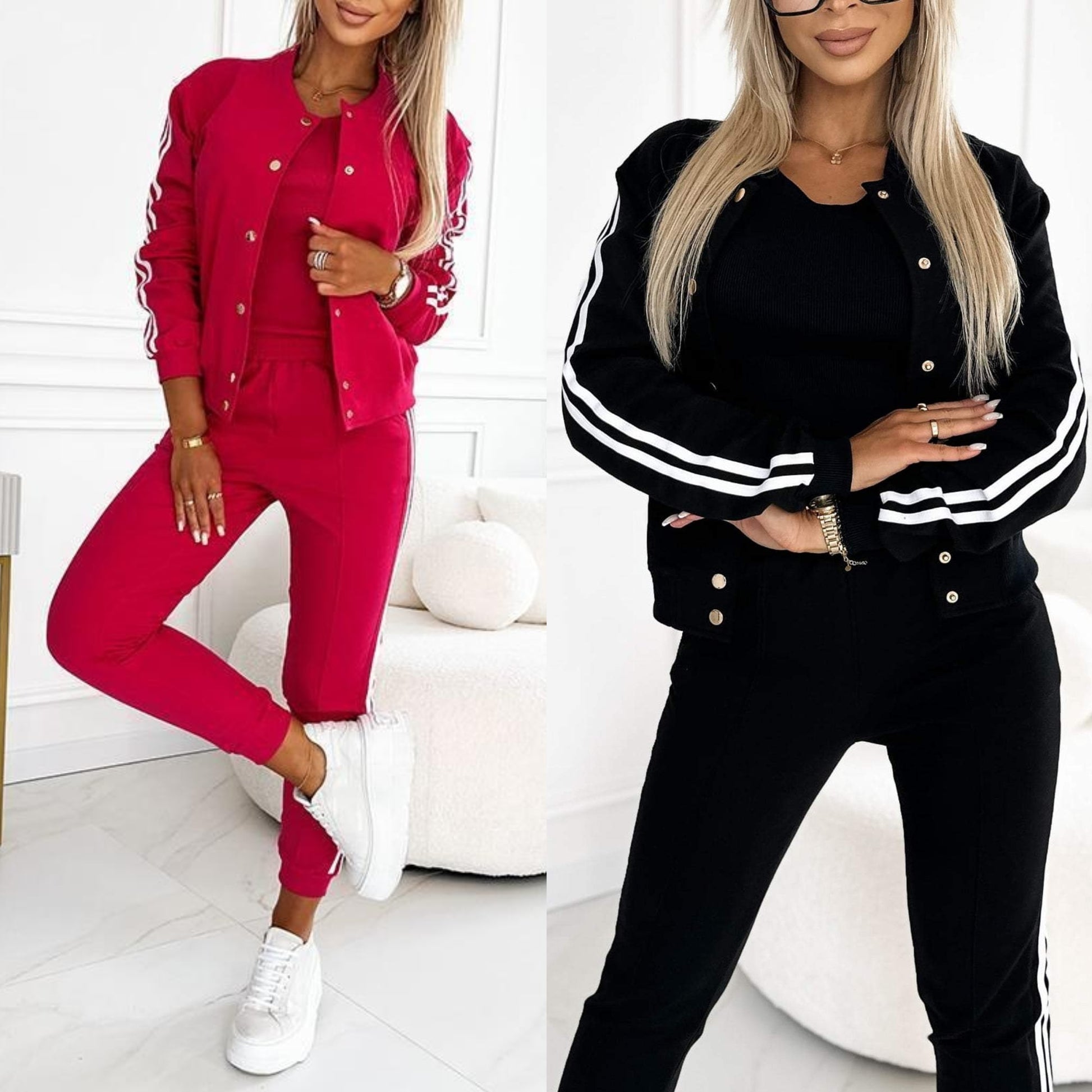 Kendra - Round Neck Jacket and Pants 3-Piece Set