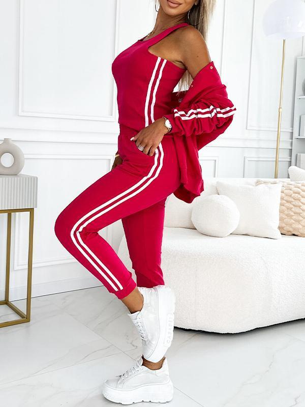 Kendra - Round Neck Jacket and Pants 3-Piece Set