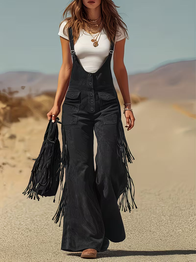 Ketiya – Wide Cargo Pants with Fringe Detail