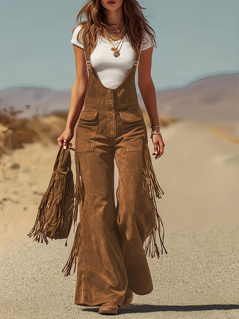 Ketiya – Wide Cargo Pants with Fringe Detail