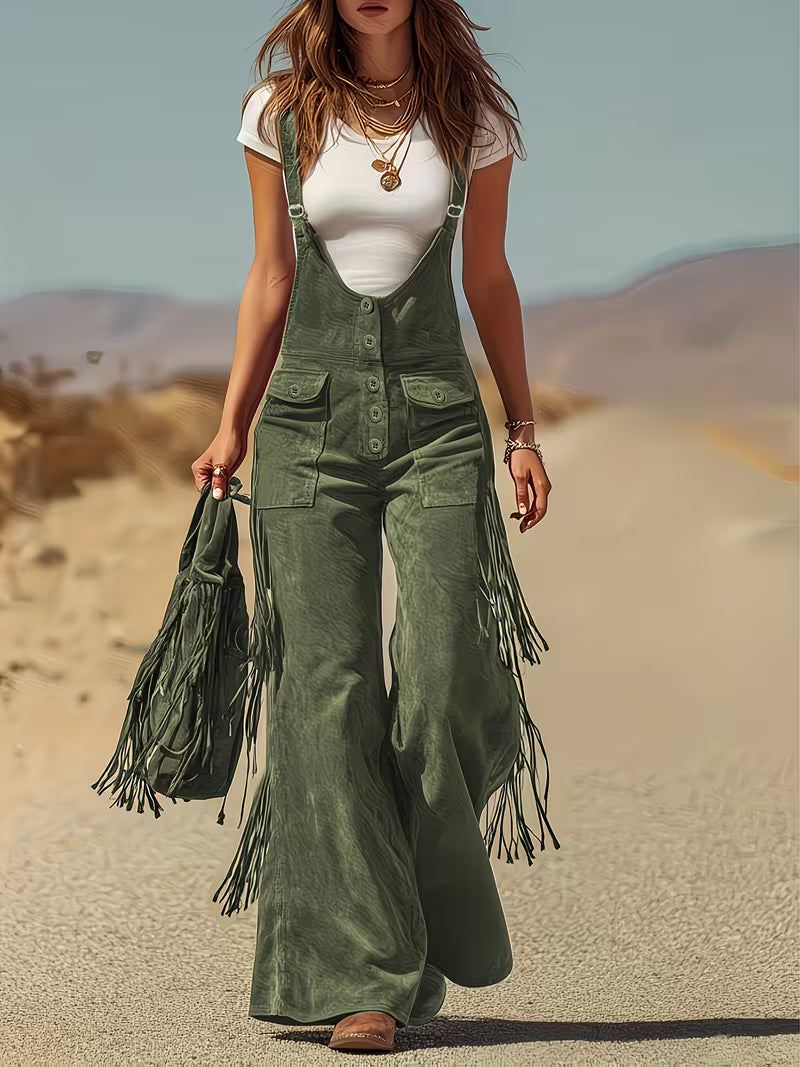 Ketiya – Wide Cargo Pants with Fringe Detail