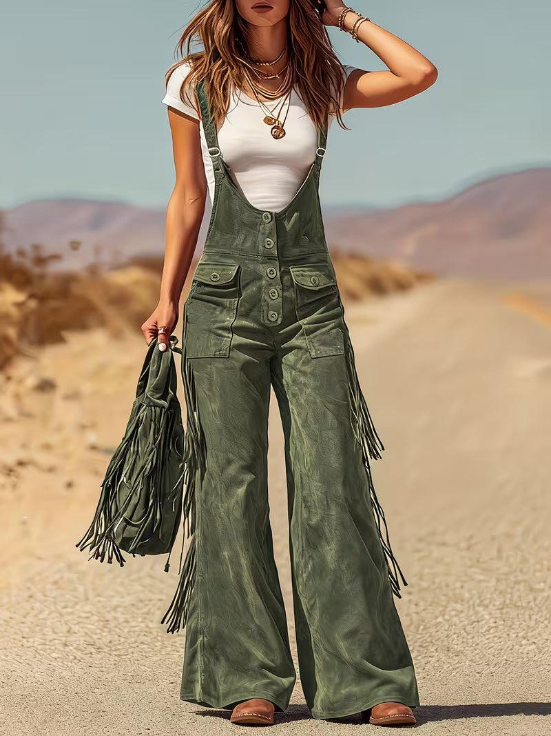 Ketiya – Wide Cargo Pants with Fringe Detail