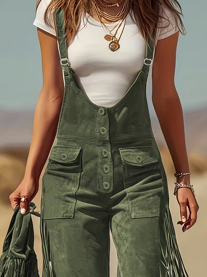 Ketiya – Wide Cargo Pants with Fringe Detail