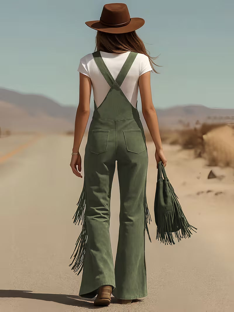 Ketiya – Wide Cargo Pants with Fringe Detail