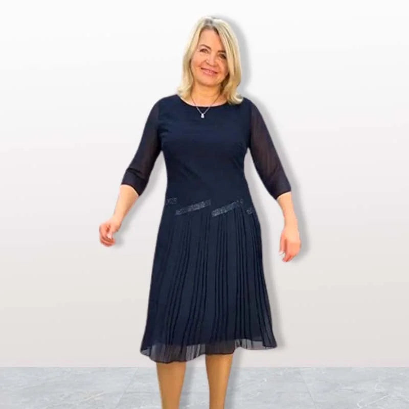 Kiernan - Elegant Midi Dress with Round Neckline