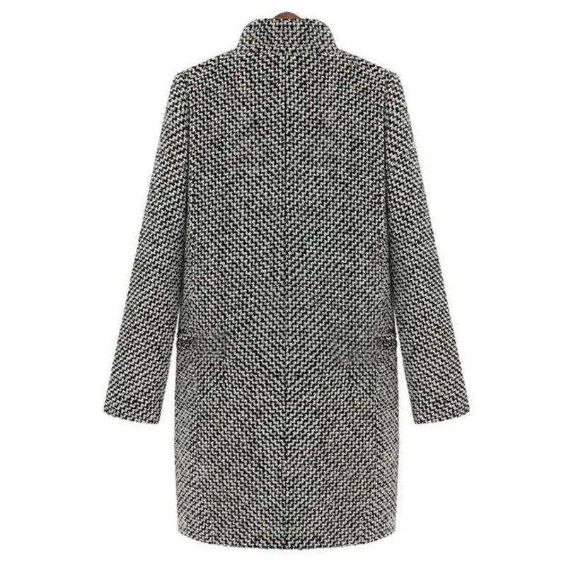Konstanze – Elegance and Comfort Long Houndstooth Pattern Coat