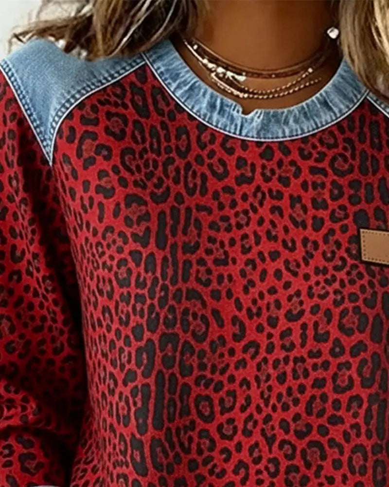 Krassimira – Long-Sleeve Top with Leopard Print