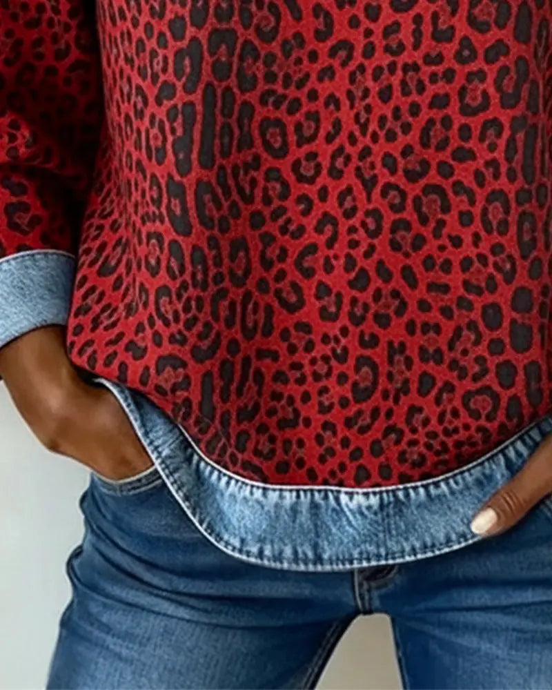 Krassimira – Long-Sleeve Top with Leopard Print